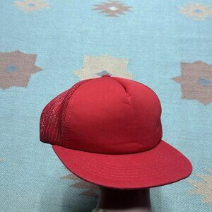 Vintage 80s 90s trucker hat mesh cap blank red snapback plain adjustable